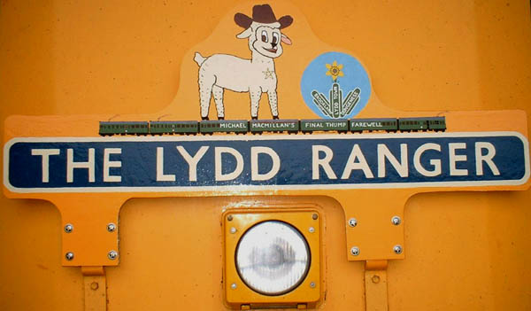 [PHOTO: headboard for Lydd Ranger railtour: 36kB]