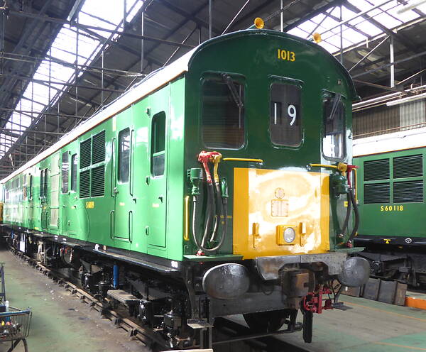 [PHOTO: Train in depot shed: 66kB]