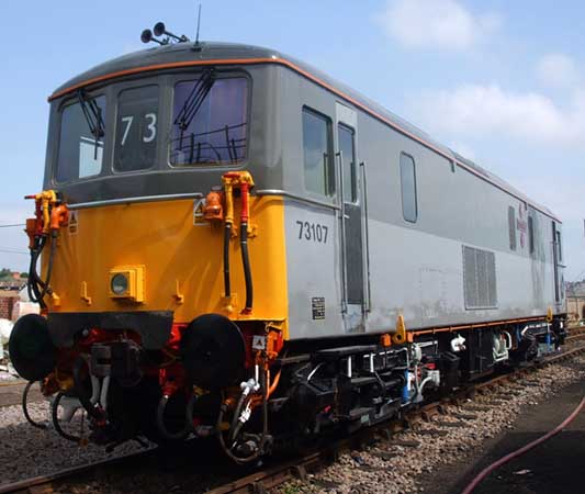 [PHOTO: pristine loco in depot yard: 32kB]