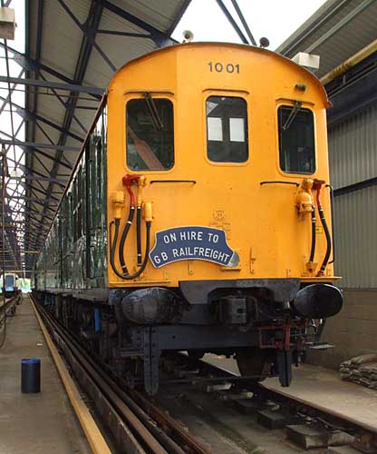 [PHOTO: Train in depot shed: 35kB]